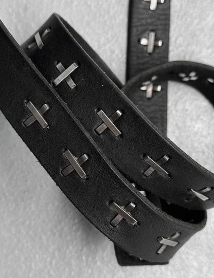 m.a+ by Maurizio Amadei ‘EQ2C-SPO 3.0’ Calfskin Leather Silver Cross Belt