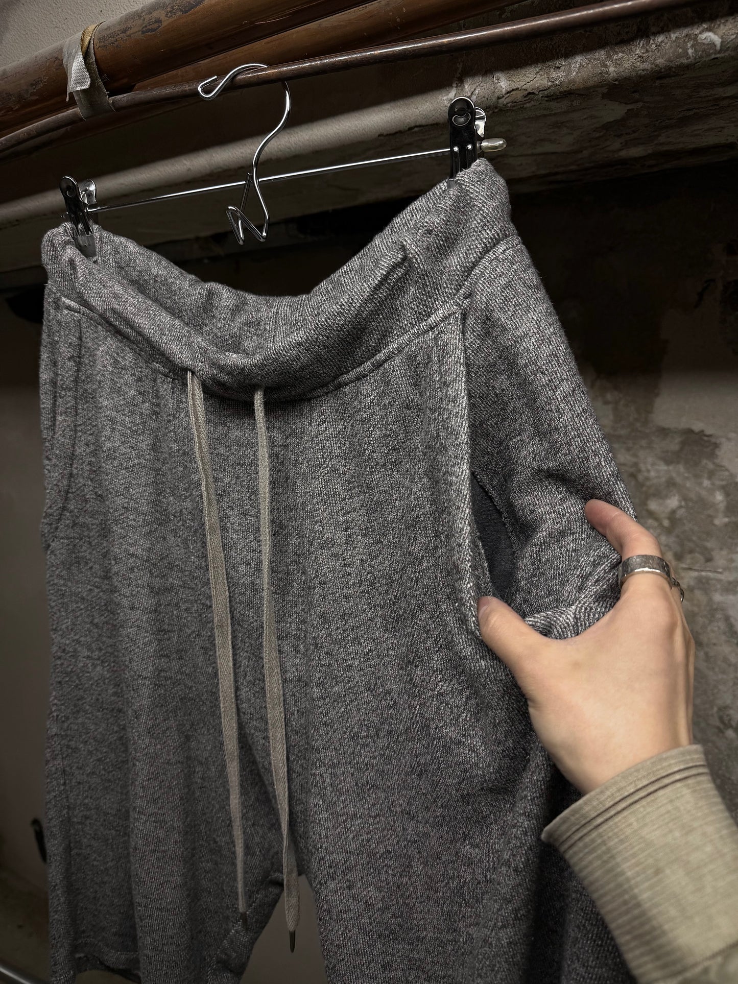 14thAddiction Early 00s Grey French Terry Drop-crotch Shorts detail | DRIEW GARMENTS