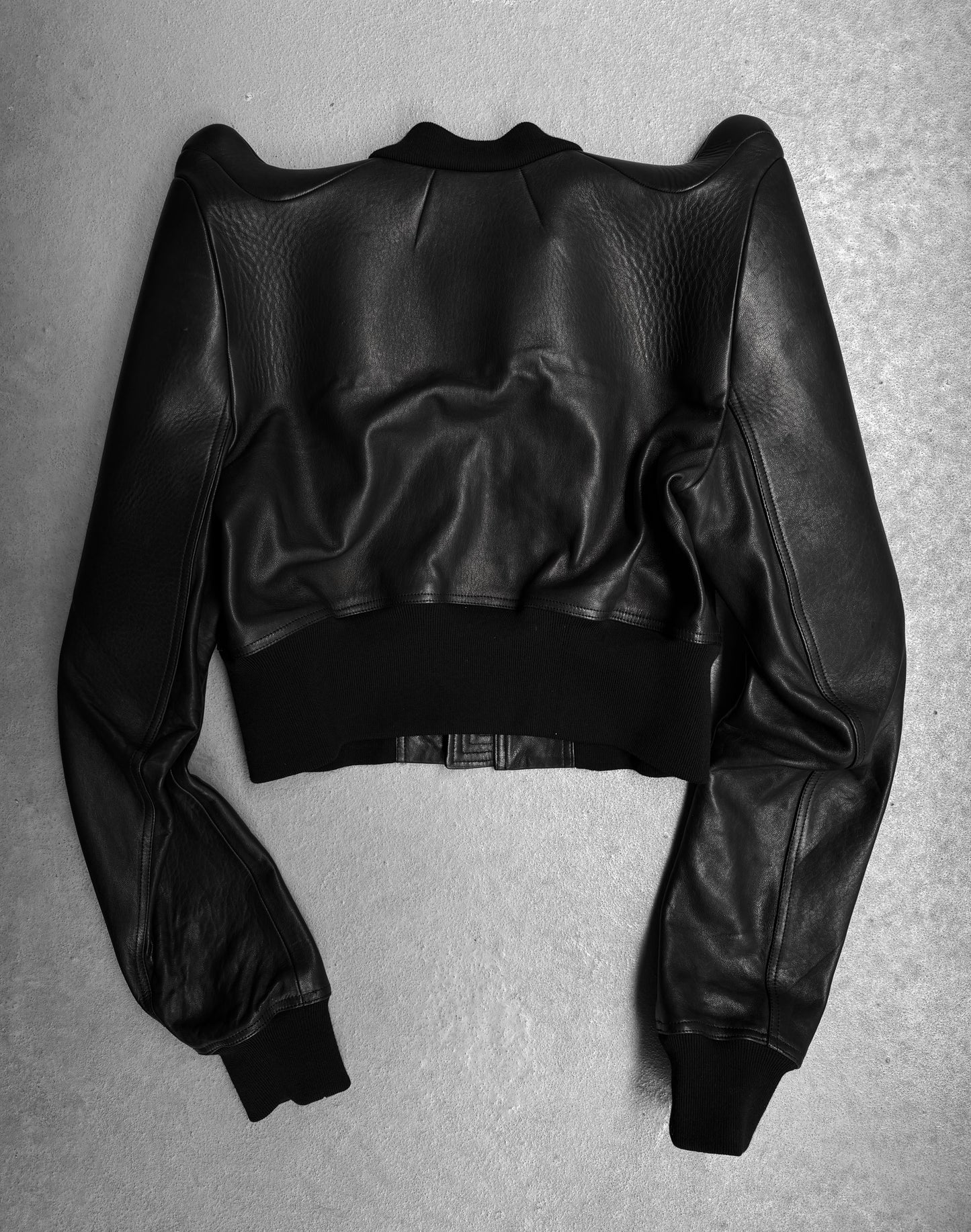 Rick Owens SS23 “EDFU” Tec Shoulder Lambskin Leather Bomber Jacket