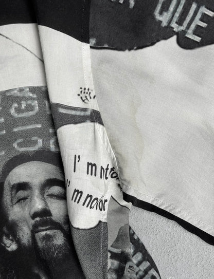 Yohji Yamamoto POUR HOMME BLACK Scandal AW18 Side Button Comic Print Long Shirt