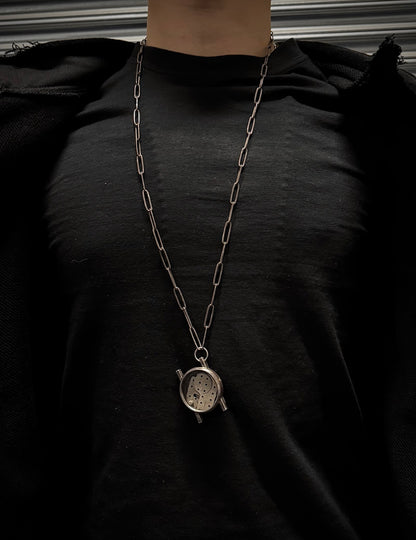 TaichiMurakami Oxidized .925 Silver Watchcase Necklace