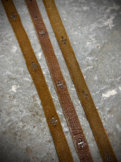 m.a+ by Maurizio Amadei 'ES21A' BI 3.0 S-Buckle Cross Studded Skinny Leather Belt detail | DRIEW GARMENTS