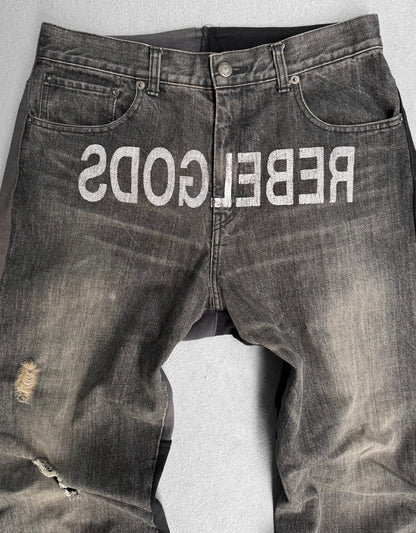 UNDERCOVER AW03 “but beautiful: PaperDoll” ‘REBELGODS’ Graphic Hybrid Denim