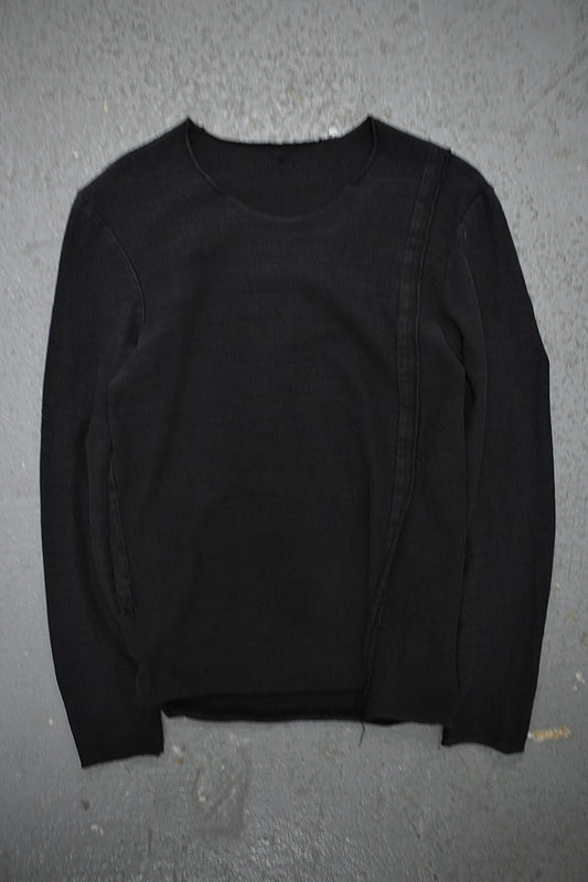 Carpe Diem Early 00s Indigo Cotton Jersey Asymmetric Seam Jumper