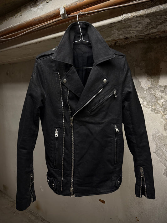 BALMAIN by Olivier Rousteing SS15 Waxed Denim Perfecto Rider Jacket