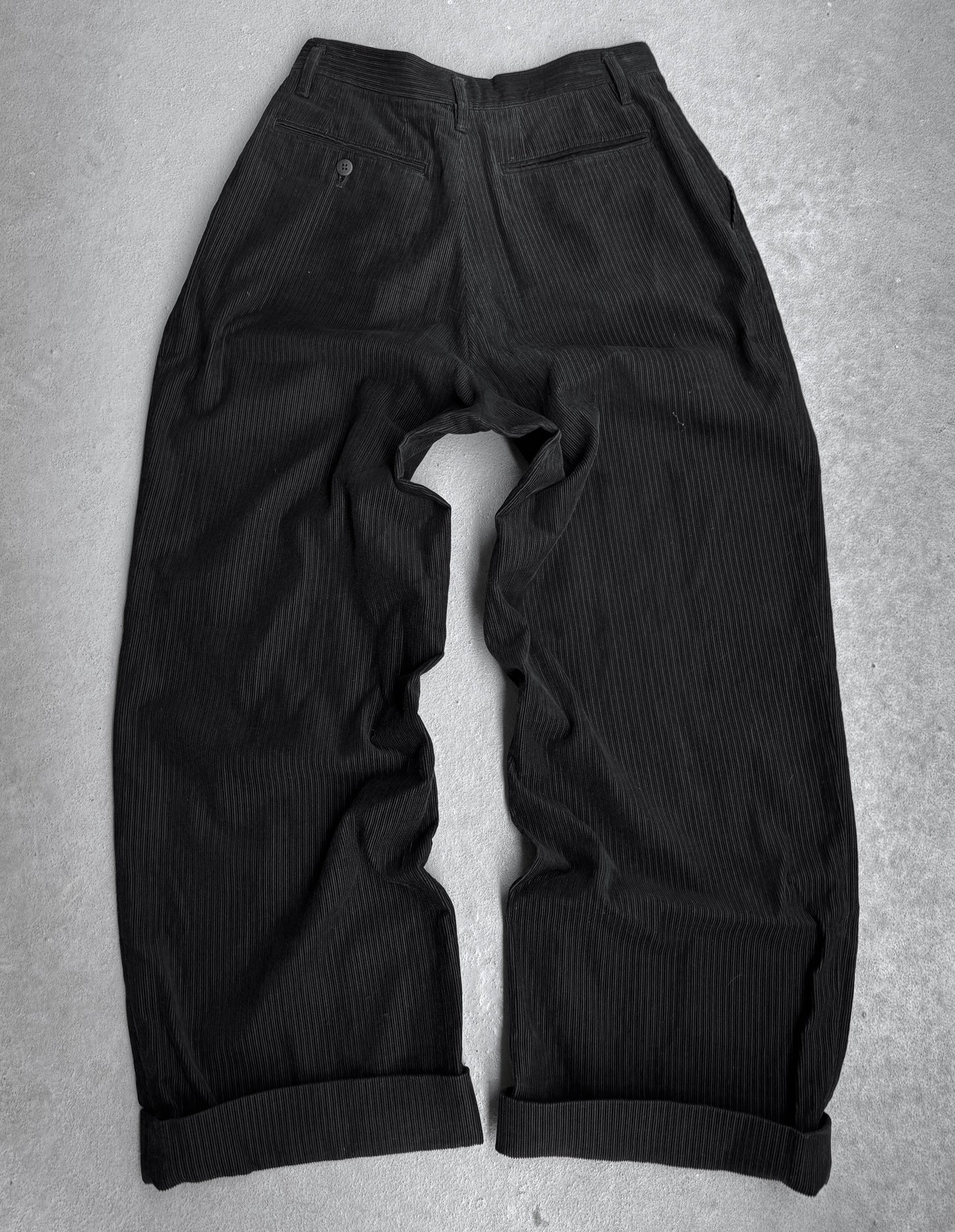 5351 Pour Les Hommes Early 00s Pleated Corduroy Cuffed Wide Leg Trousers