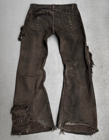 VERONICA Early 00s Mud-washed ‘Crazy Racer’ Flare Denim