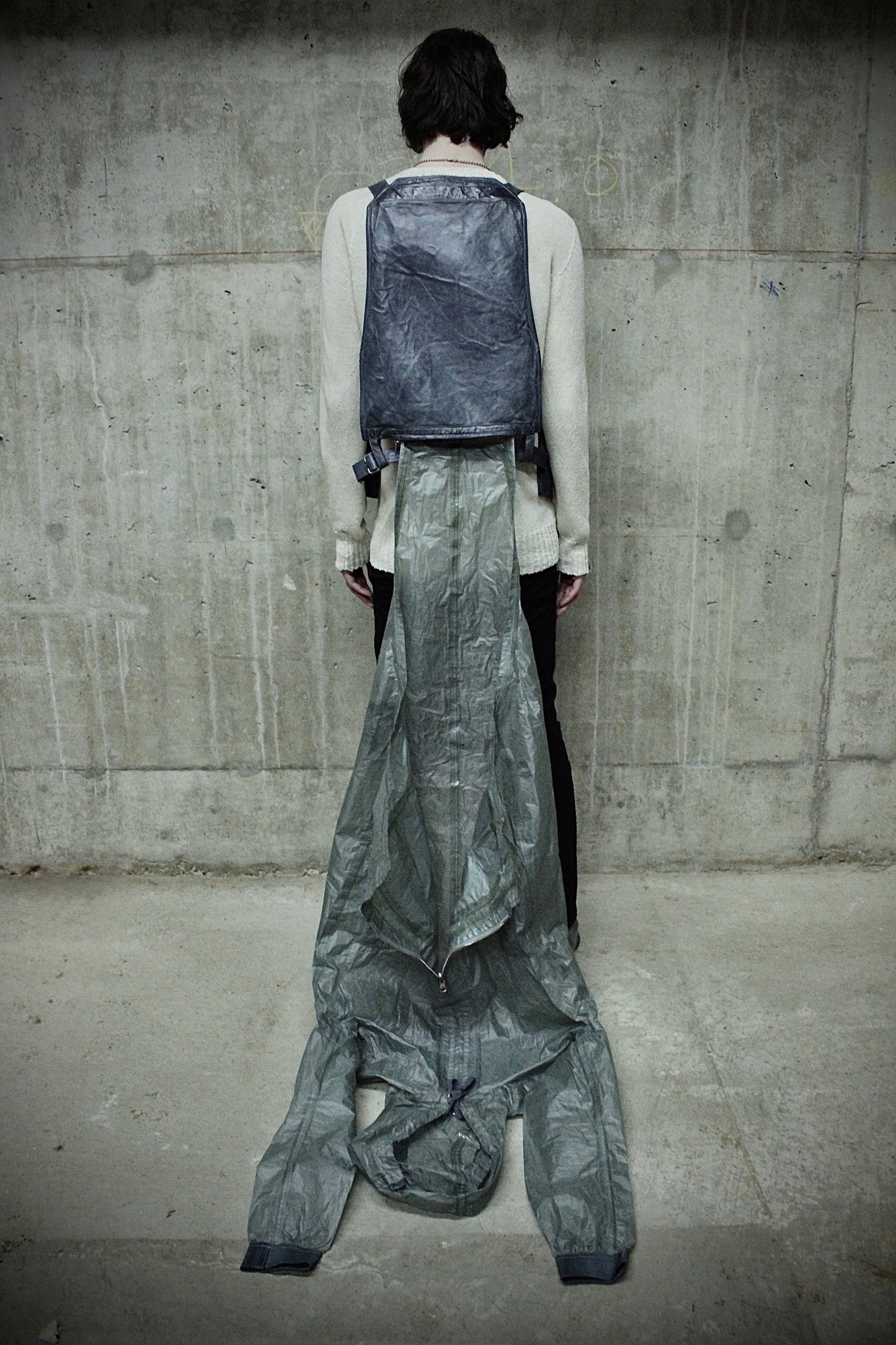 Carol Christian Poell 'VM/2423 ROOMS-PTC/29' Object-dyed Kangaroo Leather Parachute Vest Bag