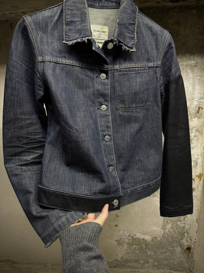 Helmut Lang SS03 Hybrid Lamb Leather Sleeve Raw Denim Jacket