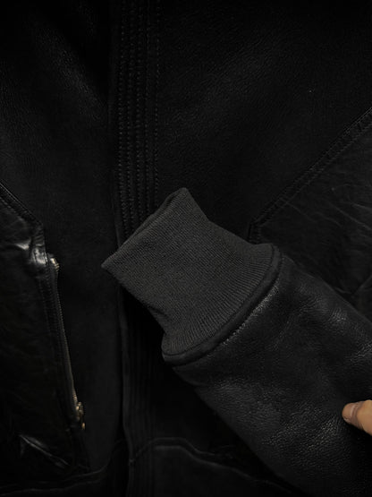 Rick Owens AW12 "MOUNTAIN" Hooded Blistered Lamb Leather Shearling Jacket detail | DRIEW GARMENTS