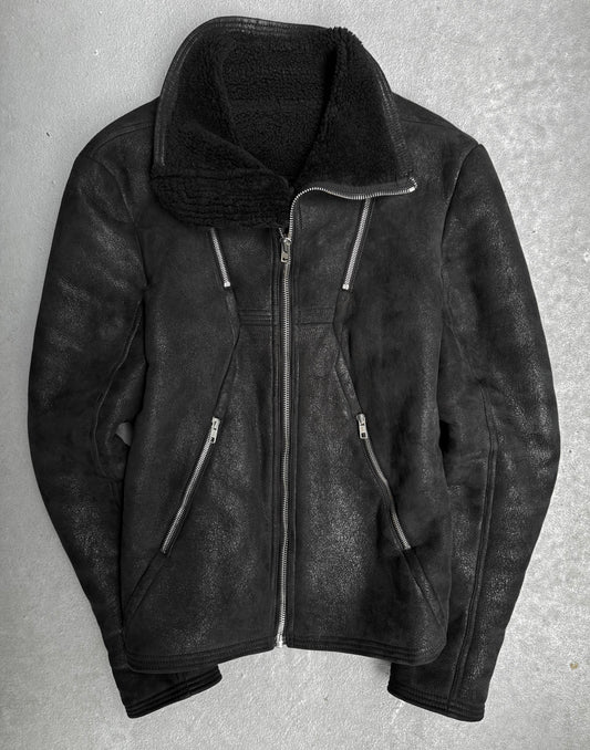 Rick Owens AW15 "SPHINX" Shearling Lamb Leather Geo Jacket