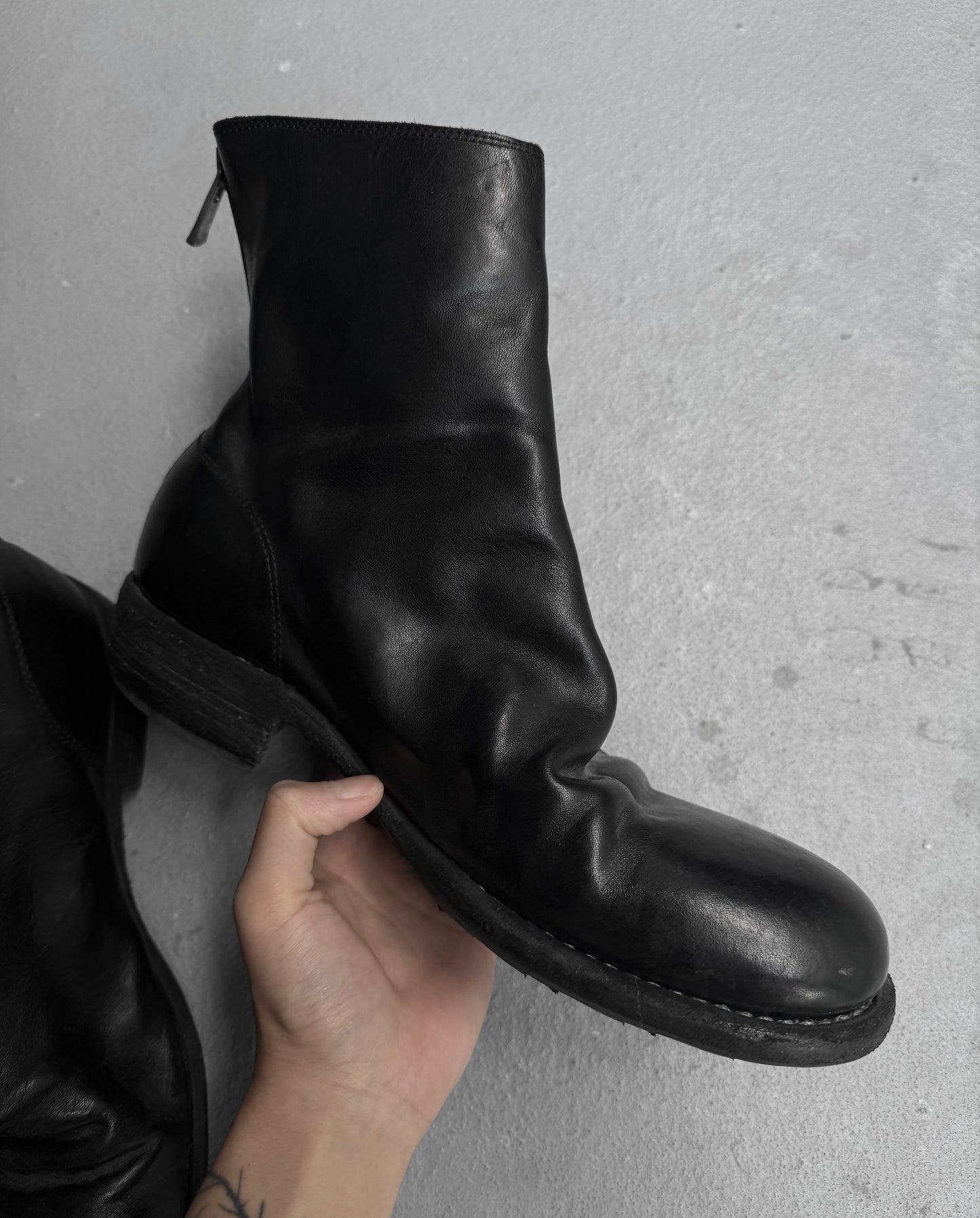 GUIDI ‘986’ Full-grain Horse Leather Back Zip Ankle Boots