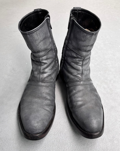 SHELLAC Early 00s Waxed Grey Cow Leather Boots