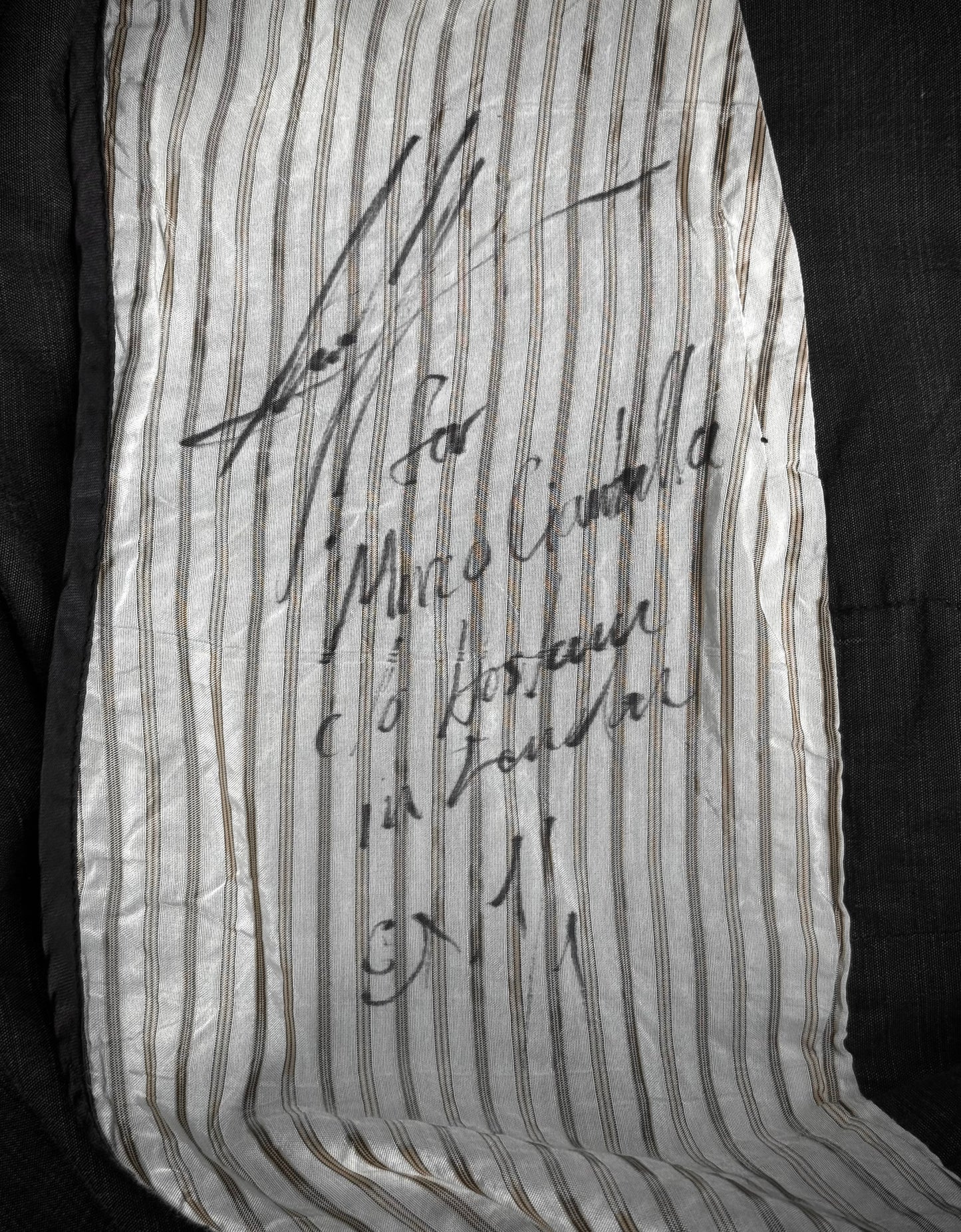 Geoffrey B. Small 1/1 Vertical Striped Unlined Long Coat