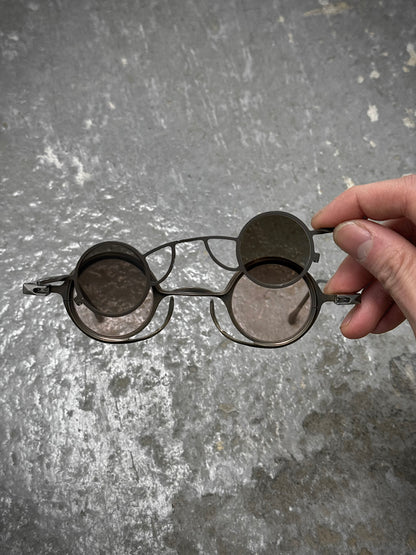RIGARDS 'RG0105TI' Vintage Titanium Frame Rose / Grey Lens Clip-on Sunglasses detail | DRIEW GARMENTS