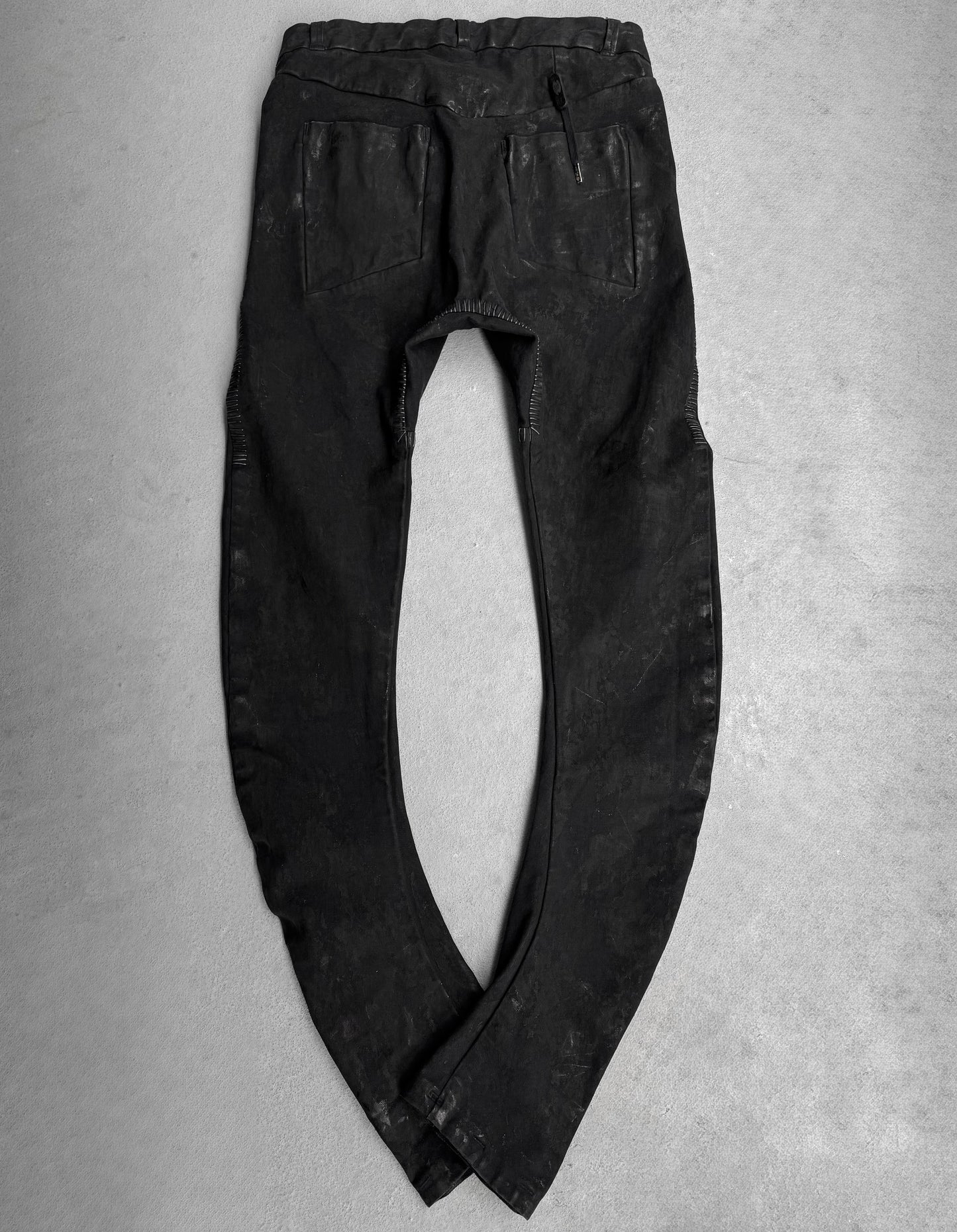 Boris Bidjan Saberi AW20 P14-F1939 Hand-stitched Black Vinyl Coated Skinny Denim