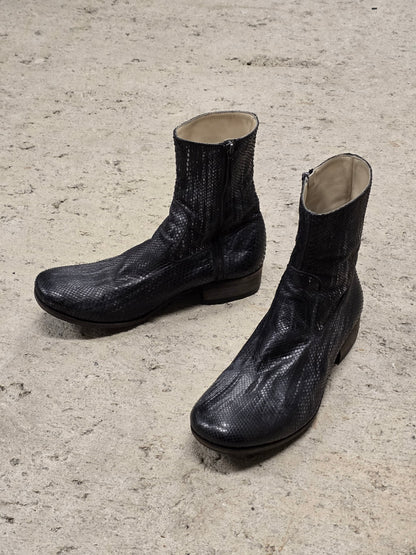 Carpe Diem Ealry 00s Striped Snakeskin Leather Side Zip Boots