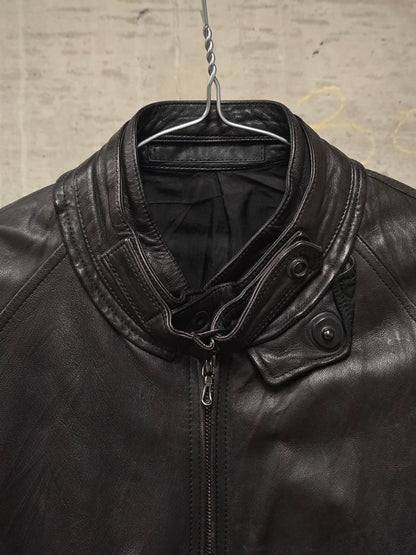 Julius_7 SS10 “neurbanvölker;” Dark Brown Gas-Mask Holster Lambskin Leather Jacket