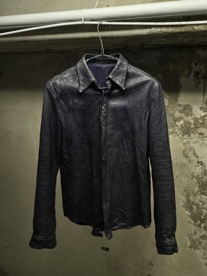 Carpe Diem 00s Object-dyed Indigo Washable Cowhide Leather Shirt | Archive Fashion Toronto