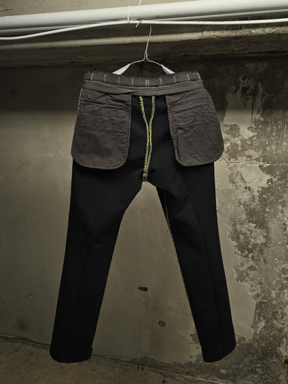 Carol Christian Poell SS06 'PM/2104 RIGHT/10' Yellow Overlock Stitch Classic Trousers detail | DRIEW GARMENTS