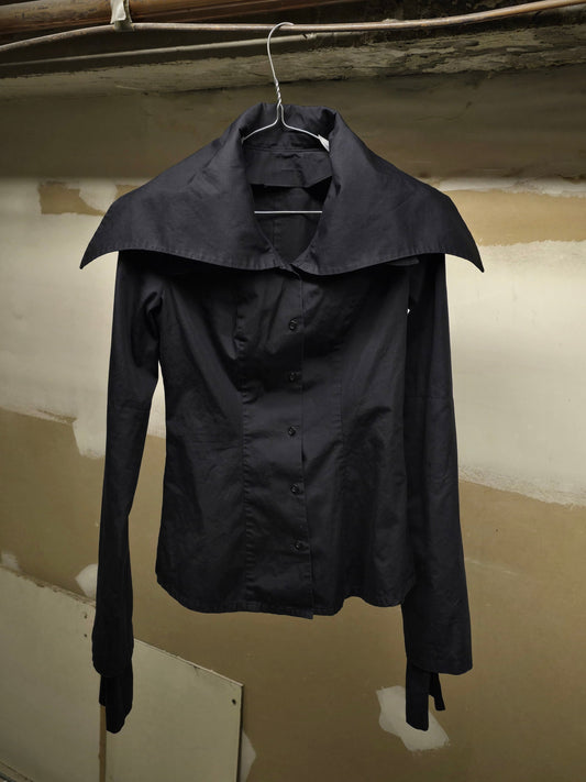 Alice Auaa 90s Dark Navy Gothic Double Layer Tailored Shirt