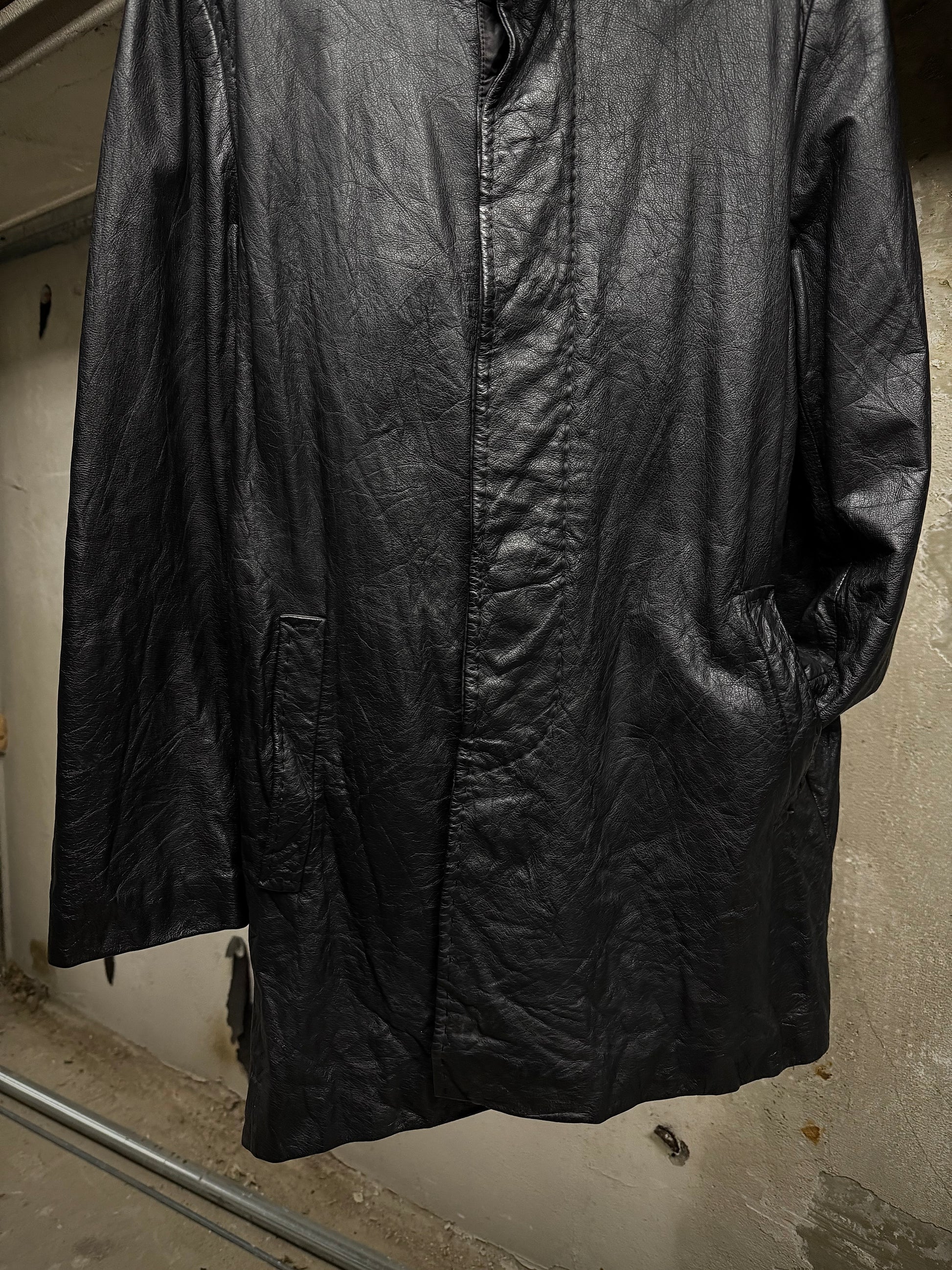 Yuji Yamada Late 90s Cow Leather High Neck Coat detail | DRIEW GARMENTS