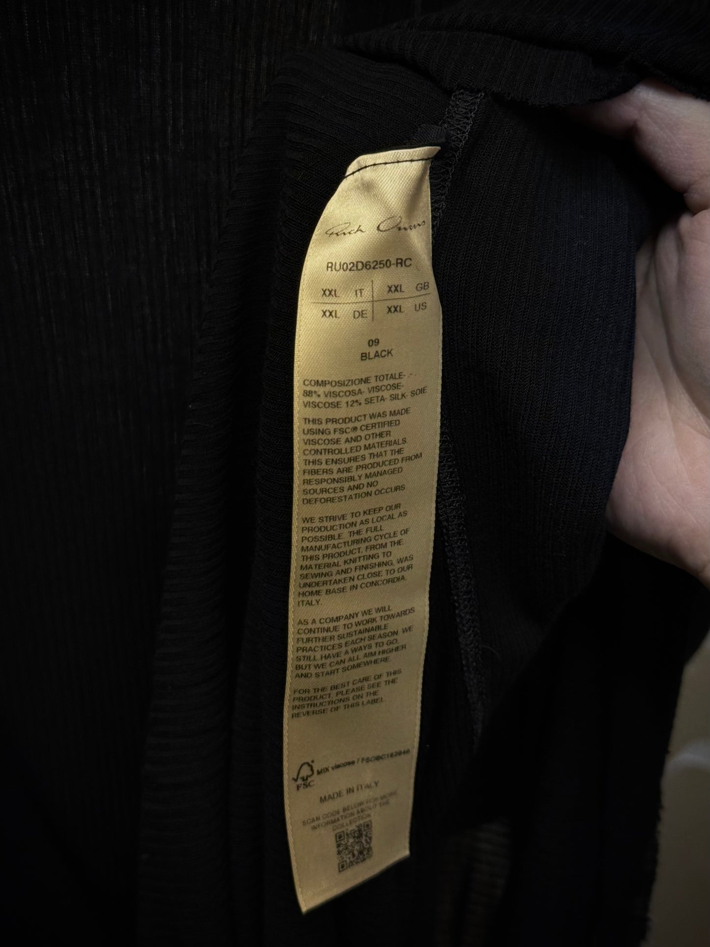 Rick Owens AW24 "PORTERVILLE" Black Sheer Ribbed Long-sleeves detail | DRIEW GARMENTS
