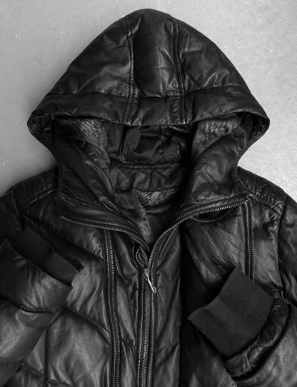 14thAddiction Early 00s Hooded Sheepskin Down Rider Jacket