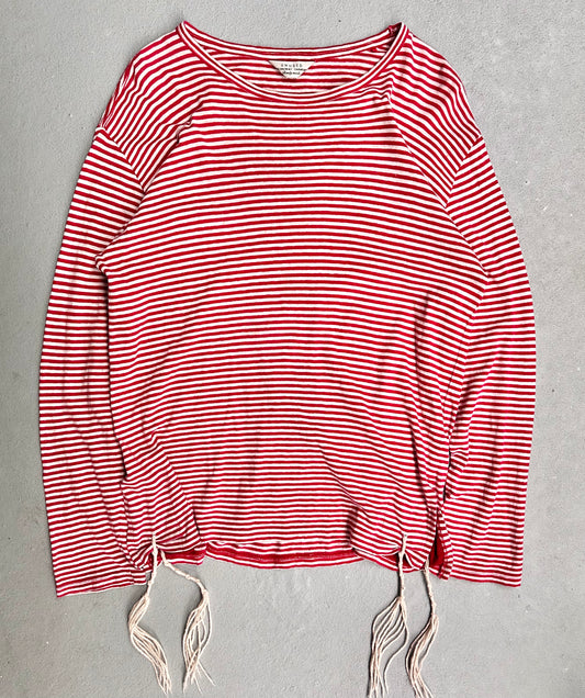 UNUSED Japan Early 00s Tzitzit Tassles Stripe Long-sleeves