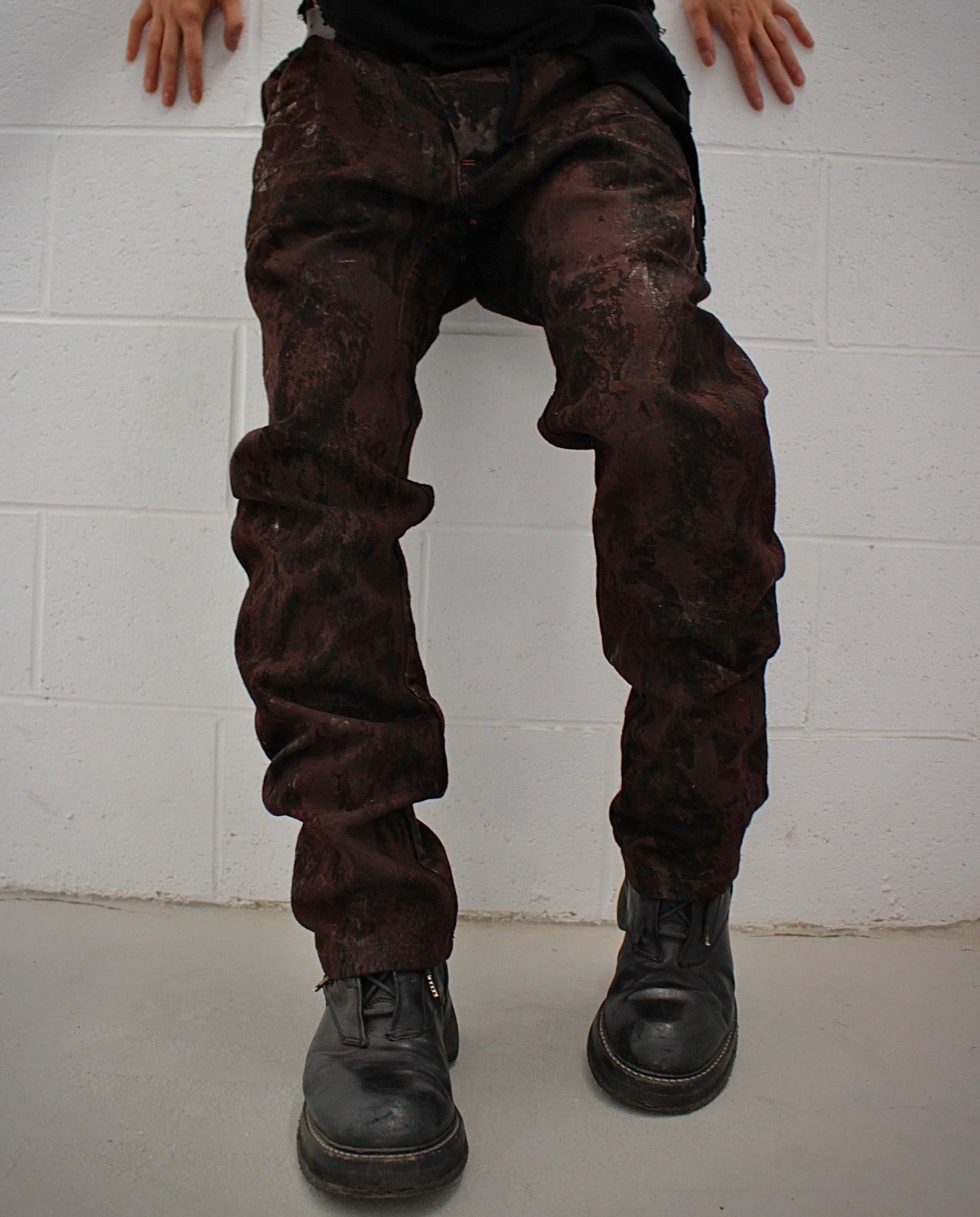 Boris Bidjan Saberi AW15-16 P13-RF ‘Bloor Red’ Object Dyed J-cut Vinyl Coating Denim