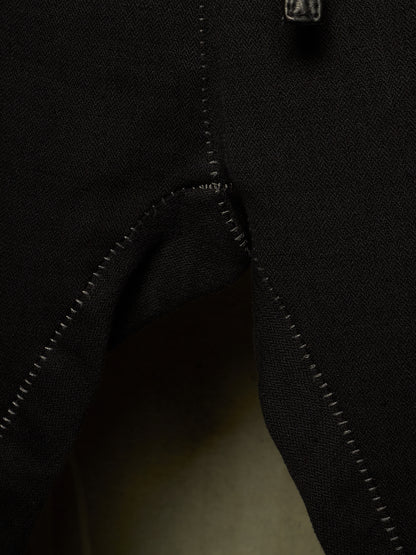 10sei0otto 2010s Black Linen Herringbone Overlock Frayed Hem Sweatpants