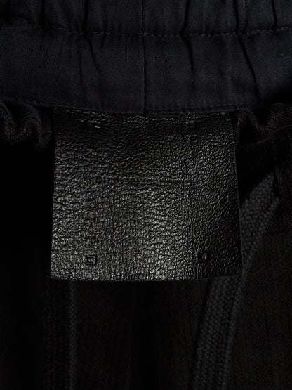 10sei0otto 2010s Black Linen Herringbone Overlock Frayed Hem Sweatpants