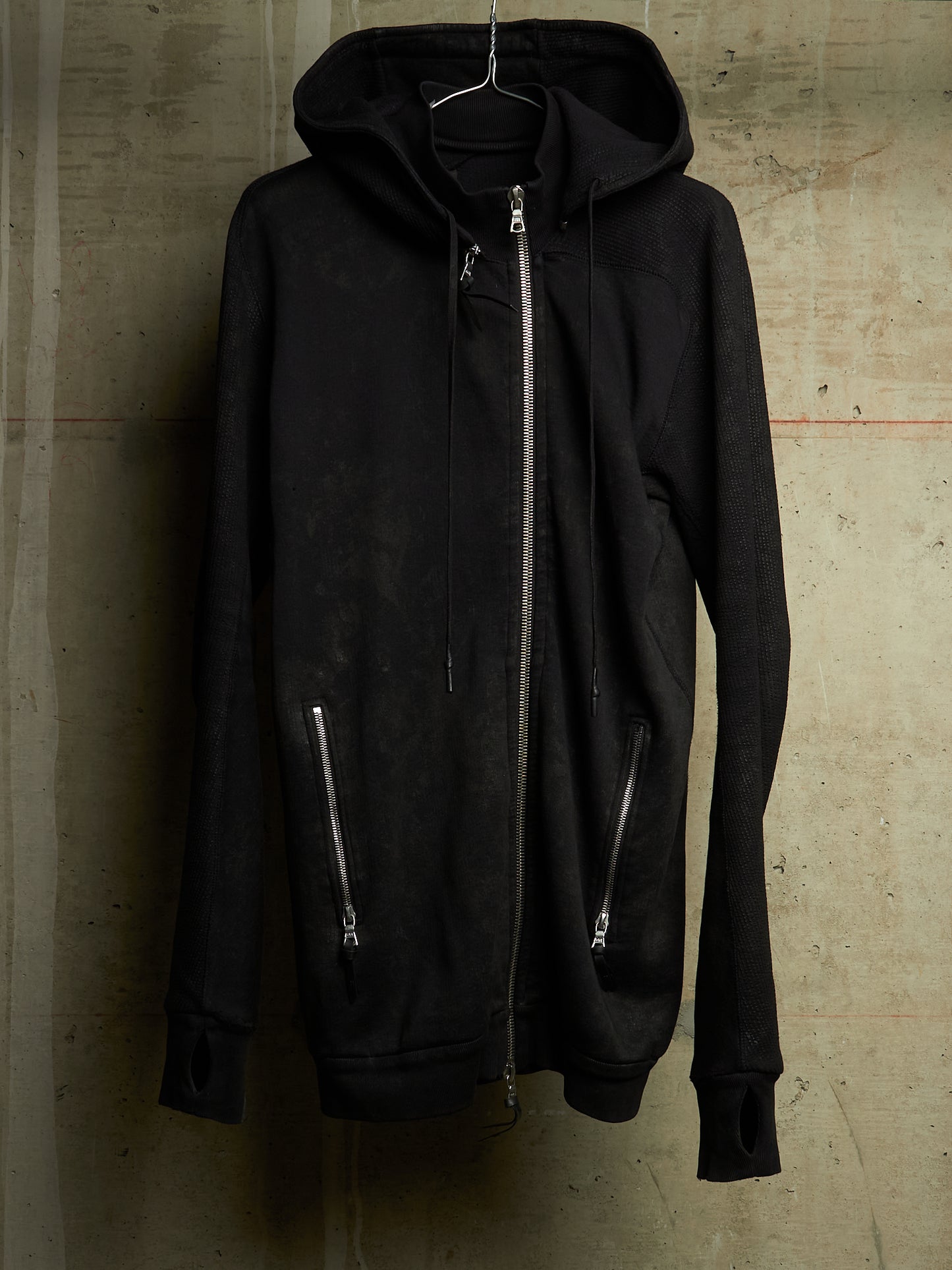 11 by Boris Bidjan Saberi 2010s Black Vinyl Coated Removable Hooded Sweater