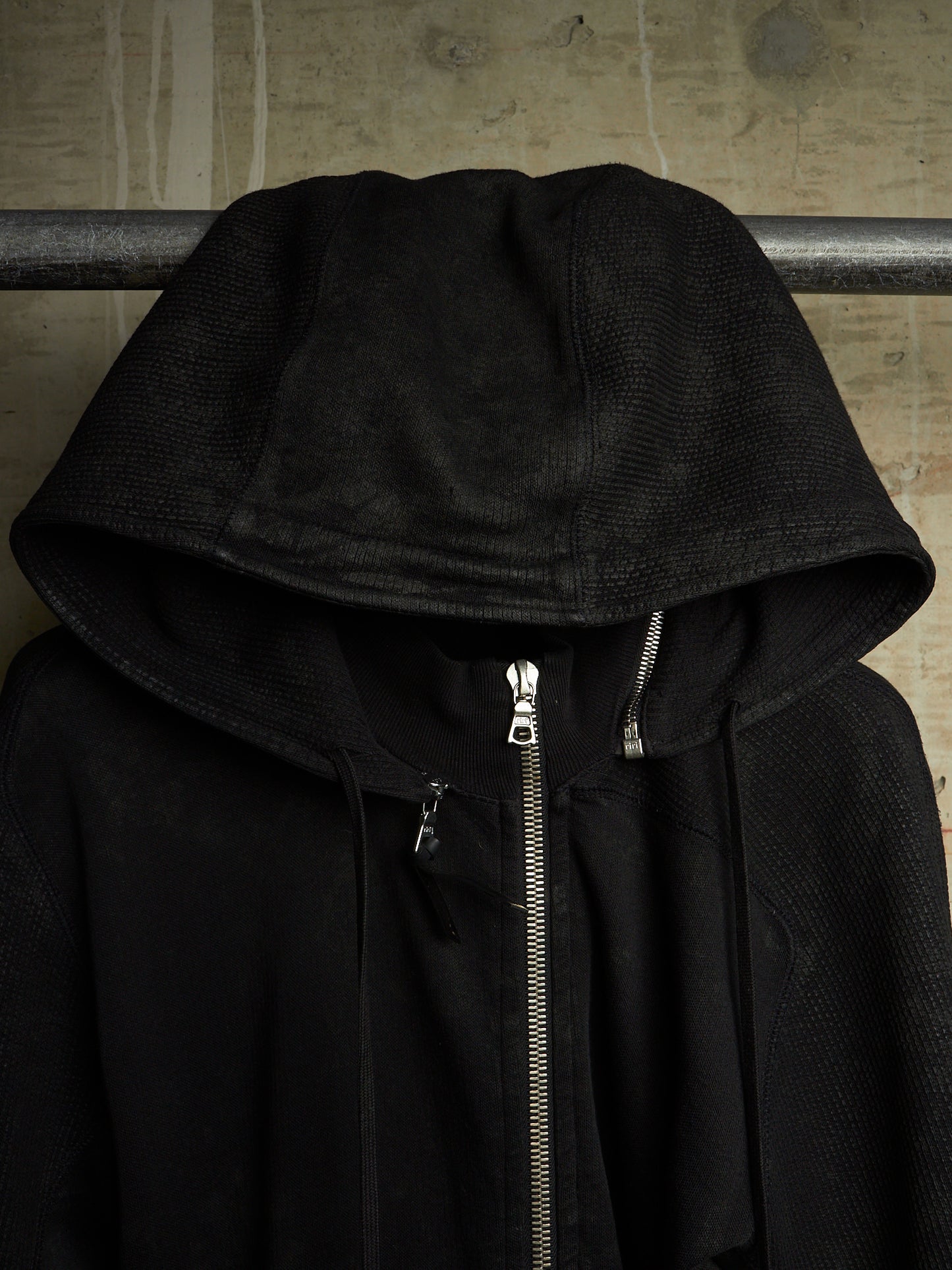 11 by Boris Bidjan Saberi 2010s Black Vinyl Coated Removable Hooded Sweater