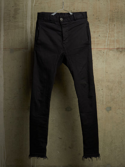 11 by Boris Bidjan Saberi 2010s ‘P14’ Washed Black Frayed Hem Drop-crotch Denim