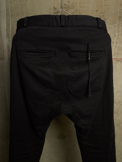 11 by Boris Bidjan Saberi 2010s ‘P14’ Washed Black Frayed Hem Drop-crotch Denim