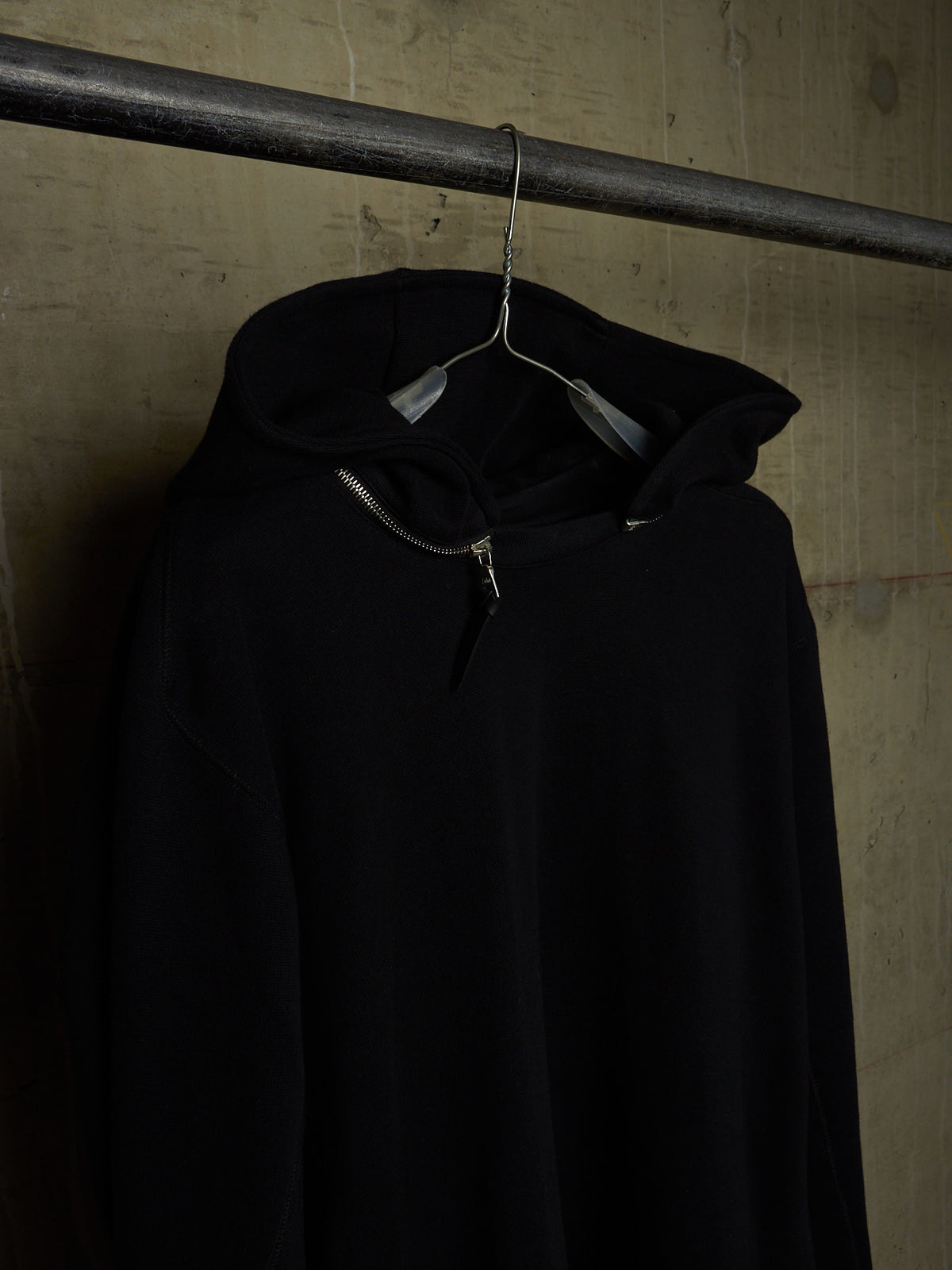 11 by Boris Bidjan Saberi 2010s Black Heavy Cotton Jersey Removable Hooded Sweater