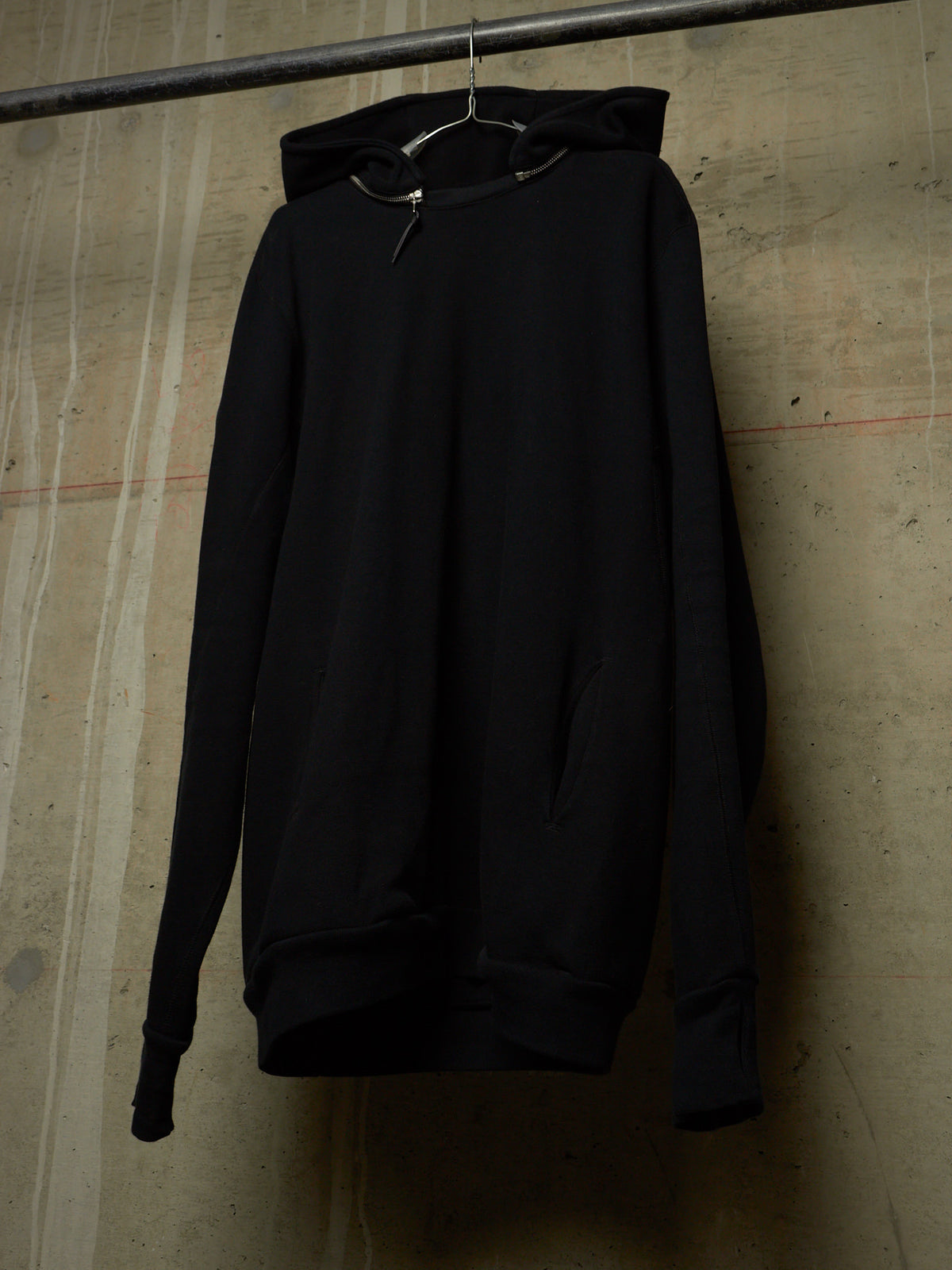 11 by Boris Bidjan Saberi 2010s Black Heavy Cotton Jersey Removable Hooded Sweater