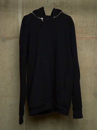11 by Boris Bidjan Saberi 2010s Black Heavy Cotton Jersey Removable Hooded Sweater