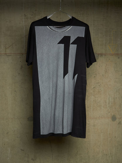 11 by Boris Bidjan Saberi AW19 'TS5' Black Block Dye '11' Print Longline T-shirt