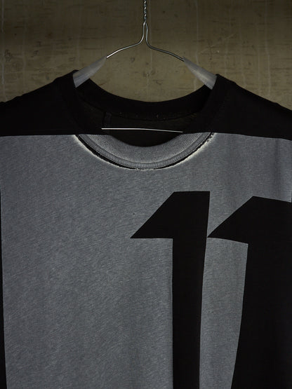 11 by Boris Bidjan Saberi AW19 'TS5' Black Block Dye '11' Print Longline T-shirt