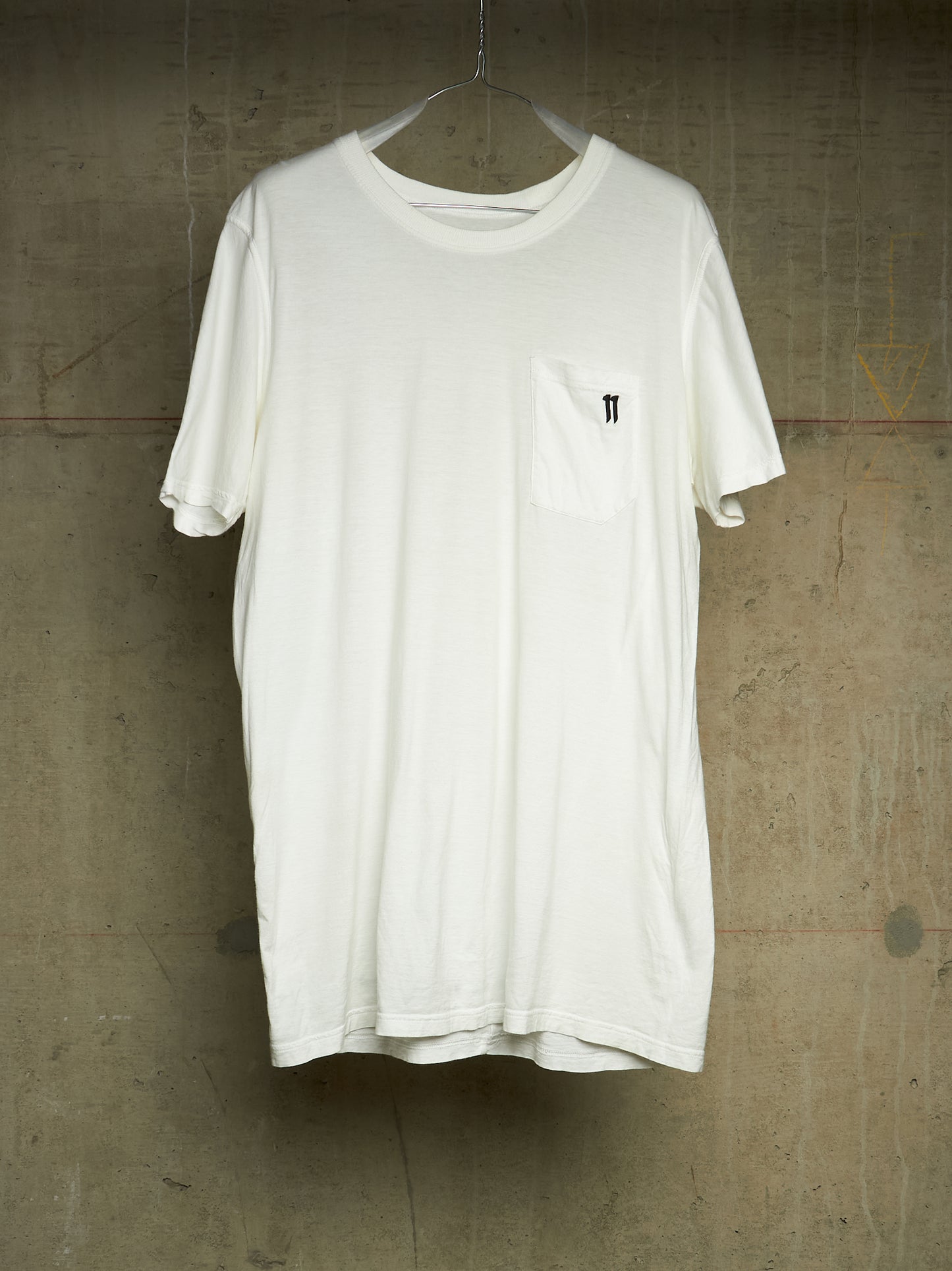 11 by Boris Bidjan Saberi AW18-19 'TS5' White Patch Pocket Embroidered T-shirt