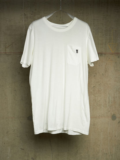 11 by Boris Bidjan Saberi AW18-19 'TS5' White Patch Pocket Embroidered T-shirt