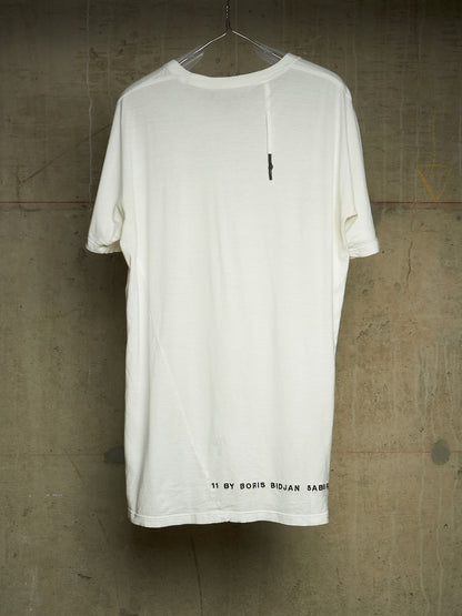 11 by Boris Bidjan Saberi AW18-19 'TS5' White Patch Pocket Embroidered T-shirt
