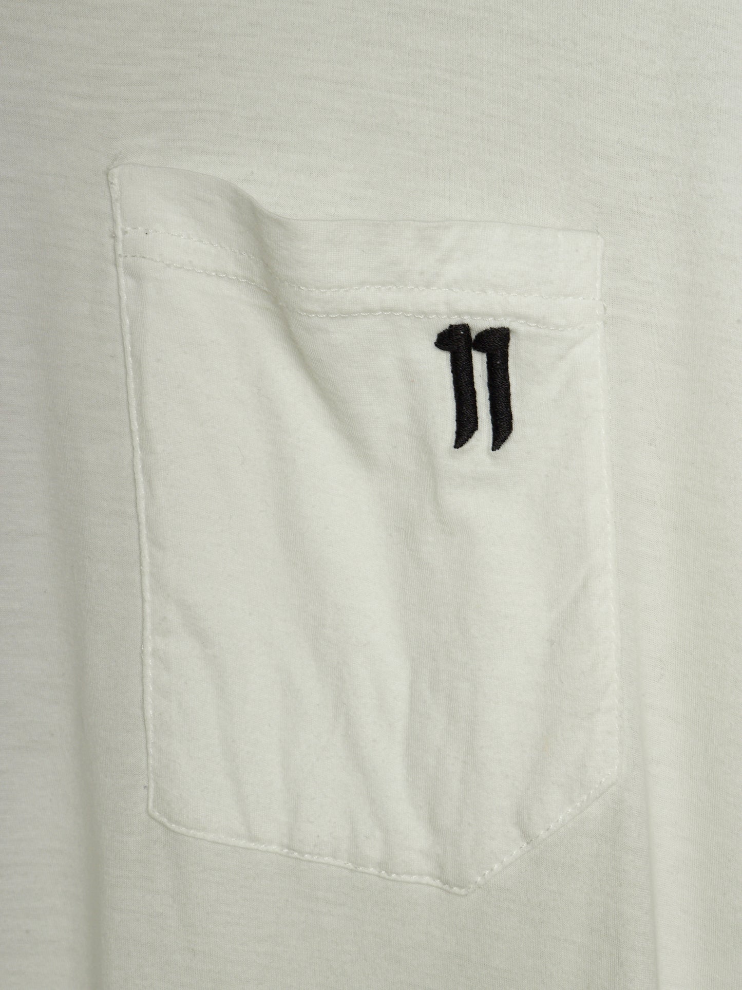 11 by Boris Bidjan Saberi AW18-19 'TS5' White Patch Pocket Embroidered T-shirt