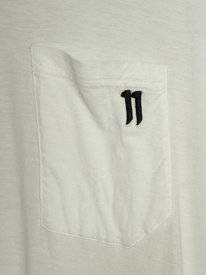 11 by Boris Bidjan Saberi AW18-19 'TS5' White Patch Pocket Embroidered T-shirt