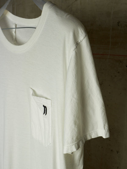 11 by Boris Bidjan Saberi AW18-19 'TS5' White Patch Pocket Embroidered T-shirt