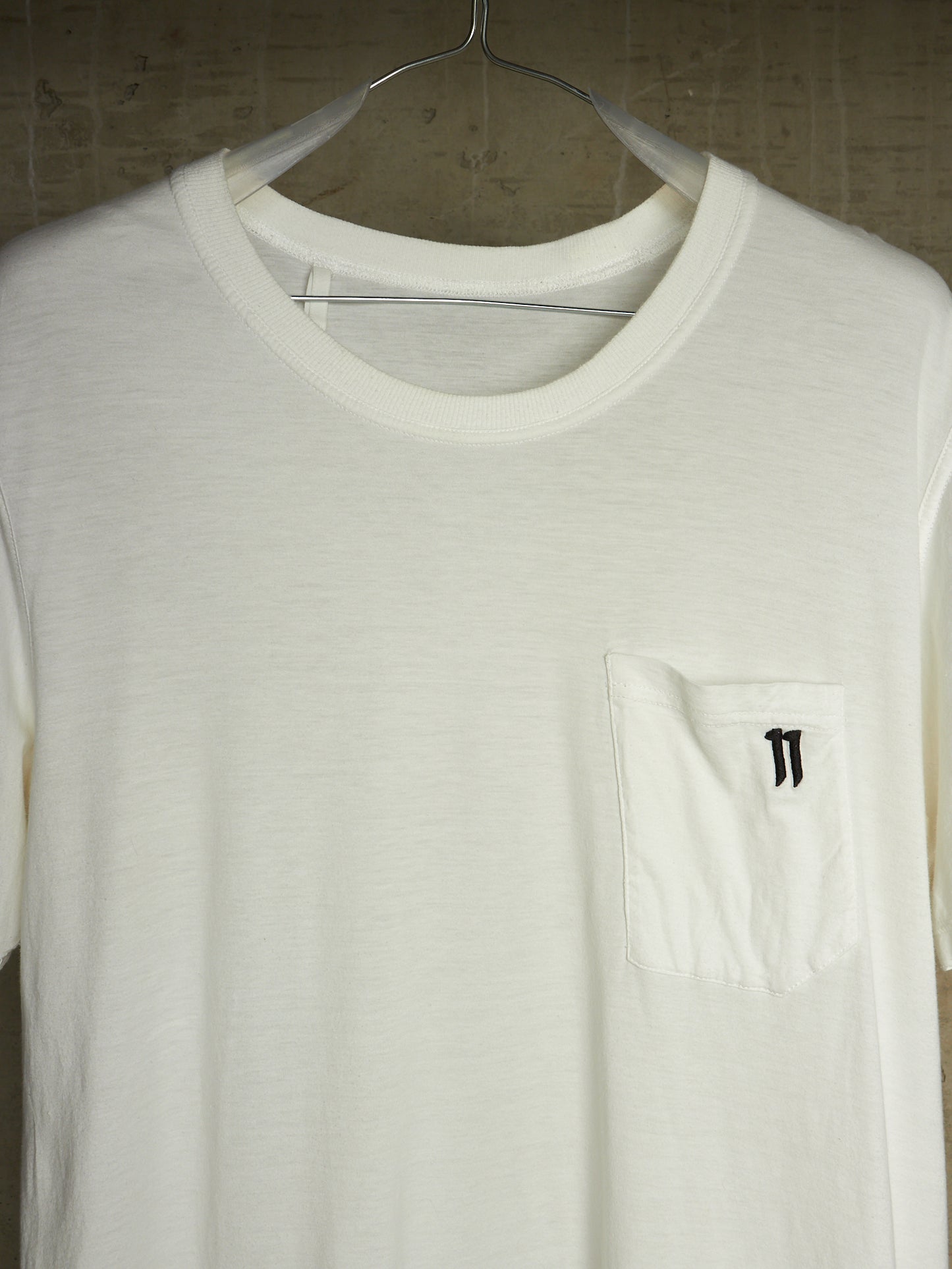 11 by Boris Bidjan Saberi AW18-19 'TS5' White Patch Pocket Embroidered T-shirt