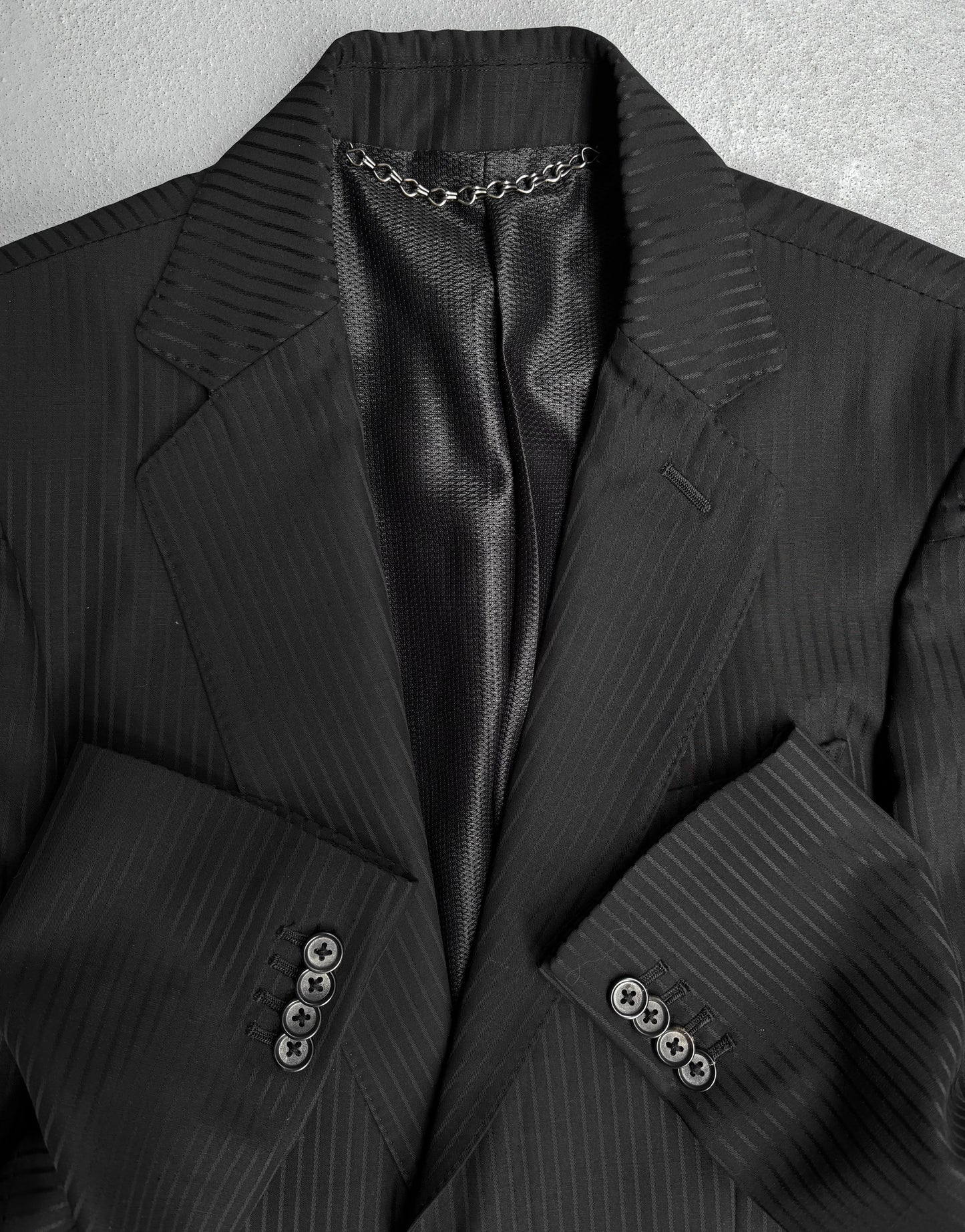 MiharaYasuhiro AW08 Slashed Stripe Wool Button-up Blazer