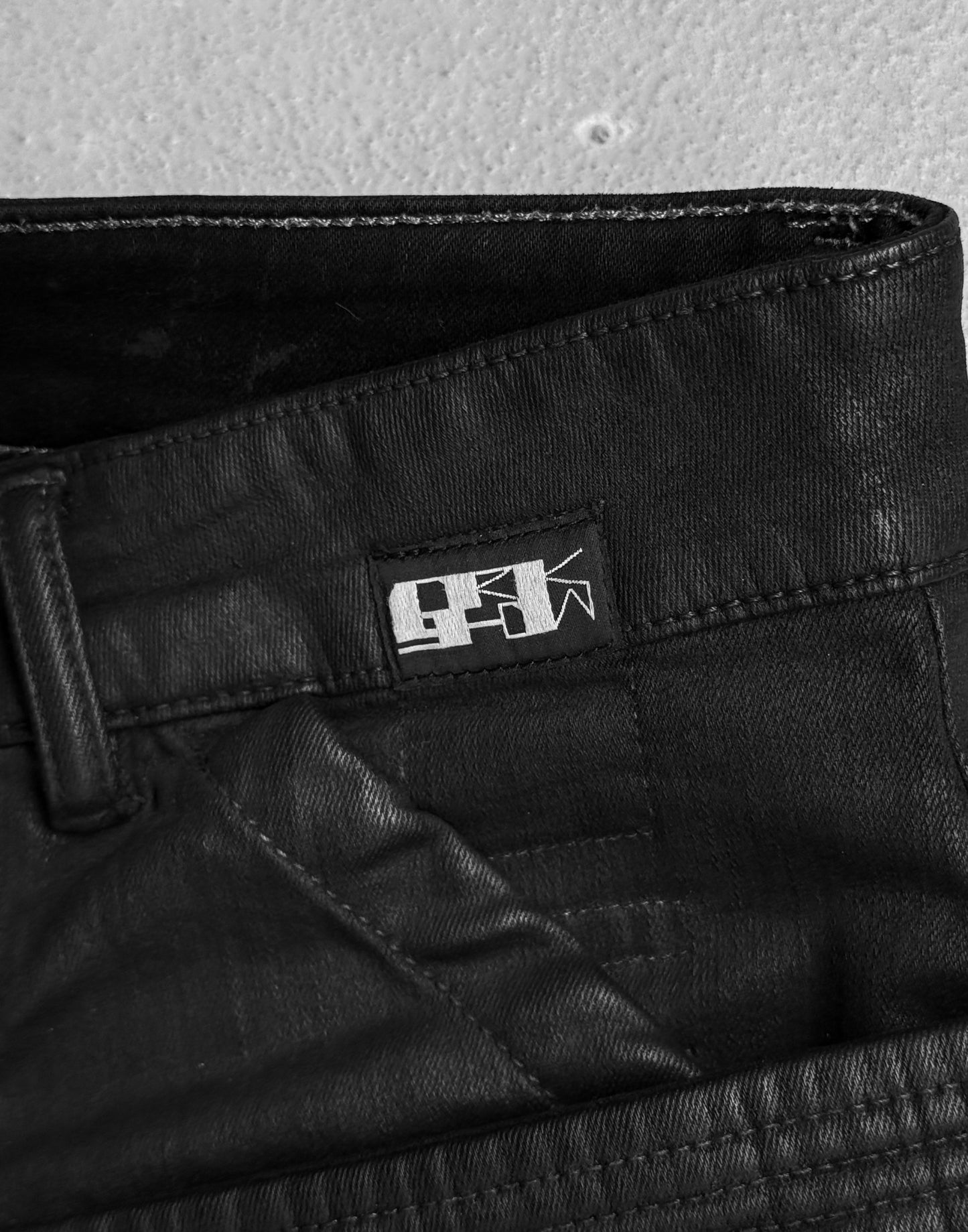 Rick Owens DRKSHDW SS21 "PHLEGETHON" Waxed Easy Creatch Skinny Denim